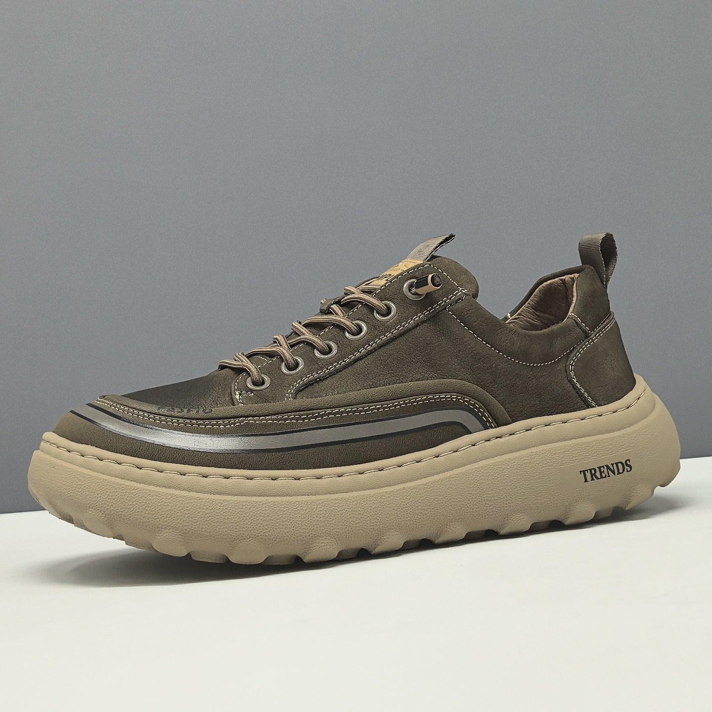 Men's Minimalist Plain Leather Flat Casual Shoes-RAIIFY