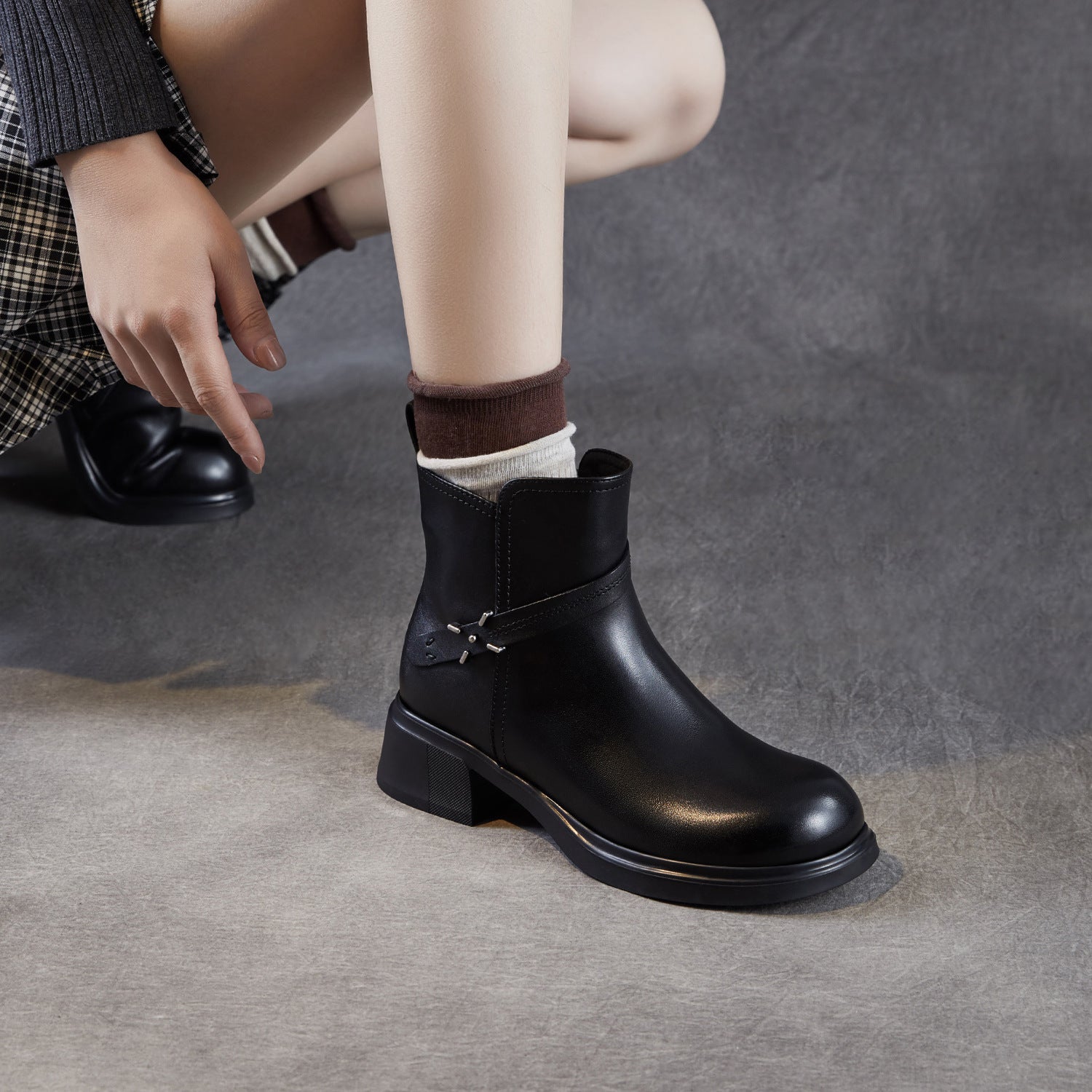 Women's Minimlist Leather Casual Ankle Boots-RAIIFY