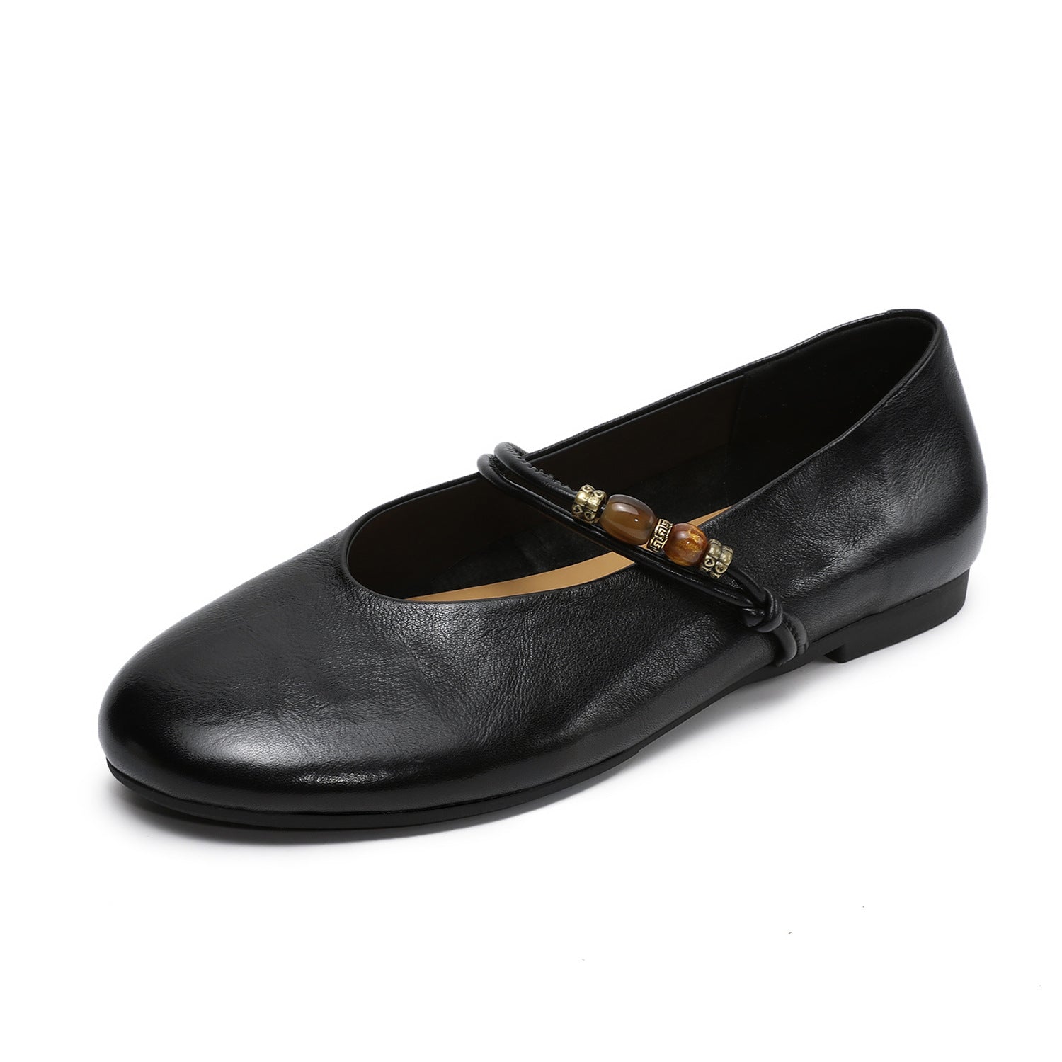 Women Vintage Genuine Leather Mary Jane Soft Flat Shoes-RAIIFY