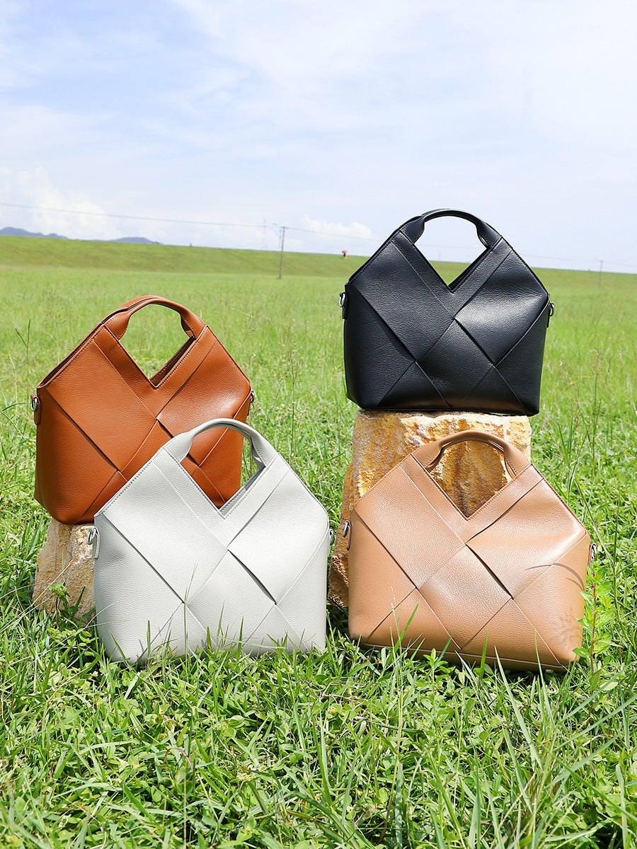 Women's Minimalism Woven Leather Tote Bag-RAIIFY