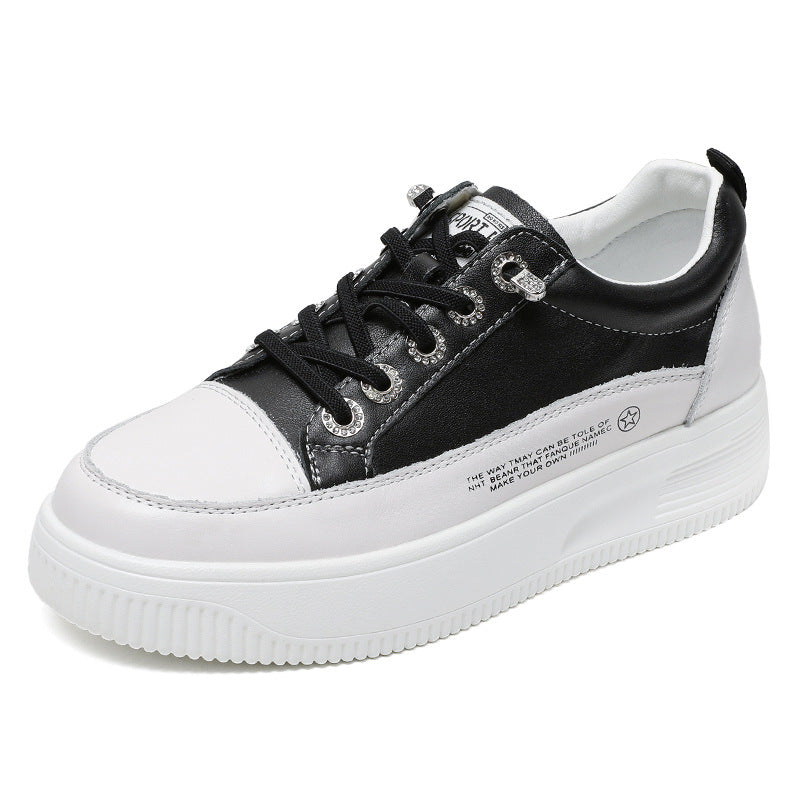 Women Minimalist Fashion Leather Thick Soled Casual Shoes-RAIIFY