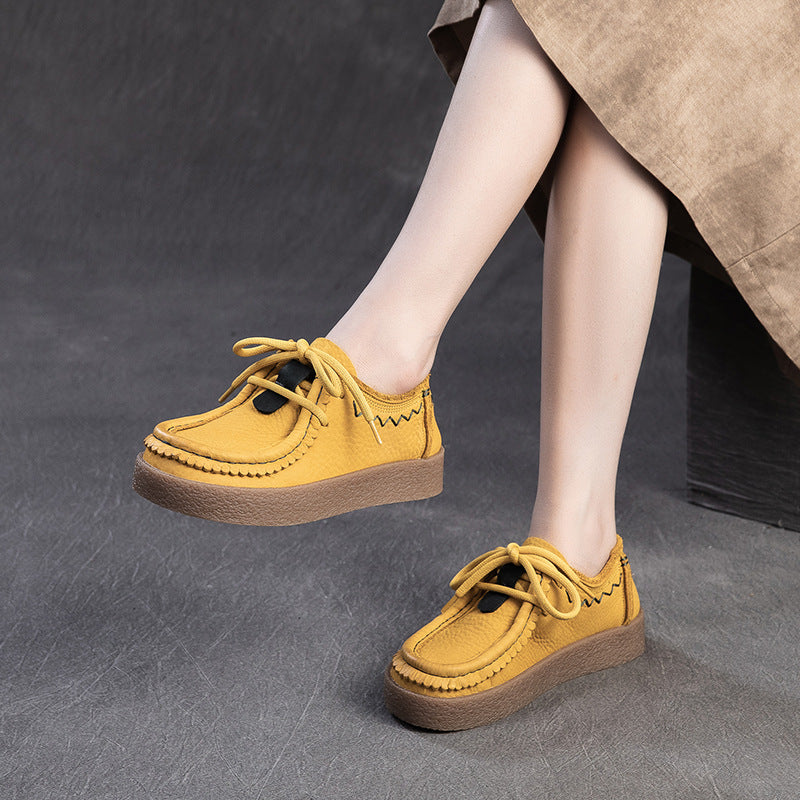 Women's Retro Leather Comfort Flat Casual Shoes-RAIIFY