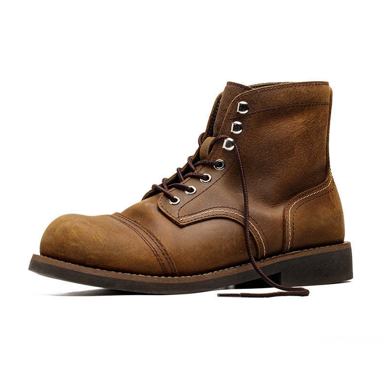 Men Classic Retro Cowhide Leather Combat Boots-RAIIFY