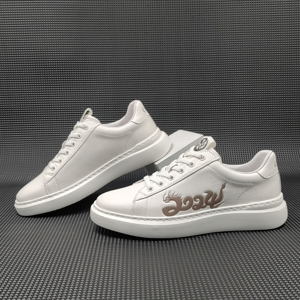 Men 2024 Fashion Leather Print Flat Casual Sneakers-RAIIFY