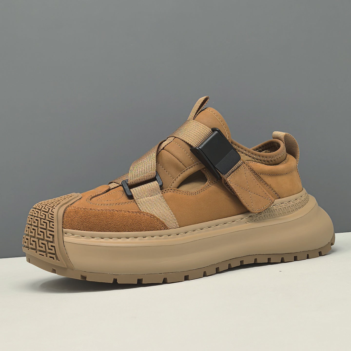 Men's Leather Minimalist Buckle Thick Soled Casual Shoes-RAIIFY