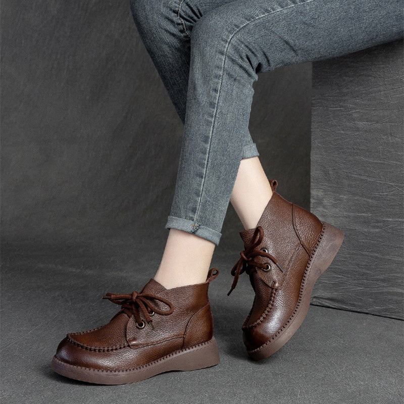 Women Minimalist Soft Leather Casual Ankle Boots-RAIIFY