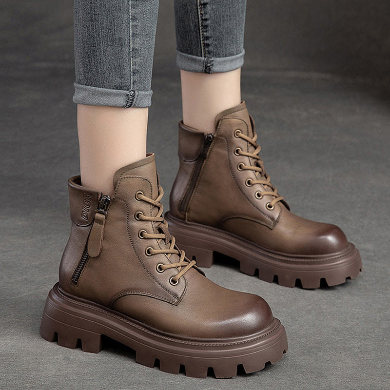 Women Casual Minimalist Soft Leather Boots-RAIIFY