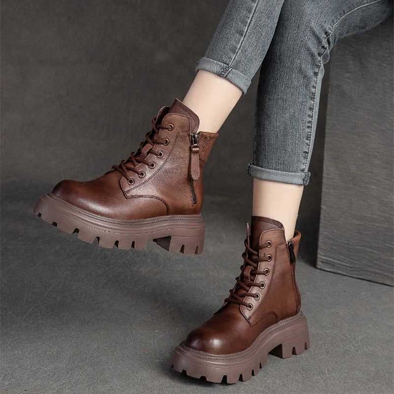 Women Casual Minimalist Soft Leather Boots-RAIIFY
