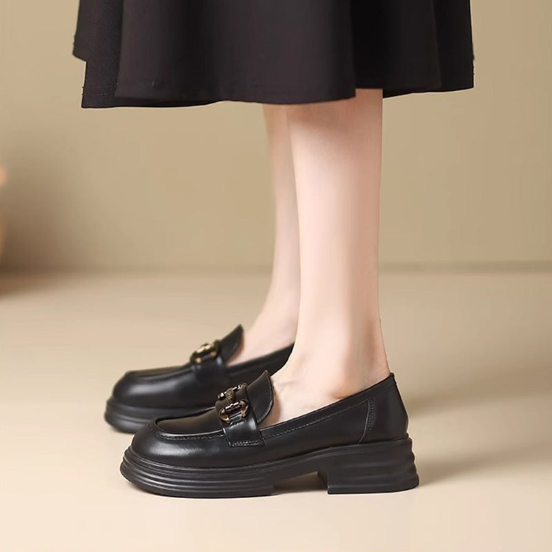 Women Retro Casual Minimalist Soft Thick Soled Loafers-RAIIFY