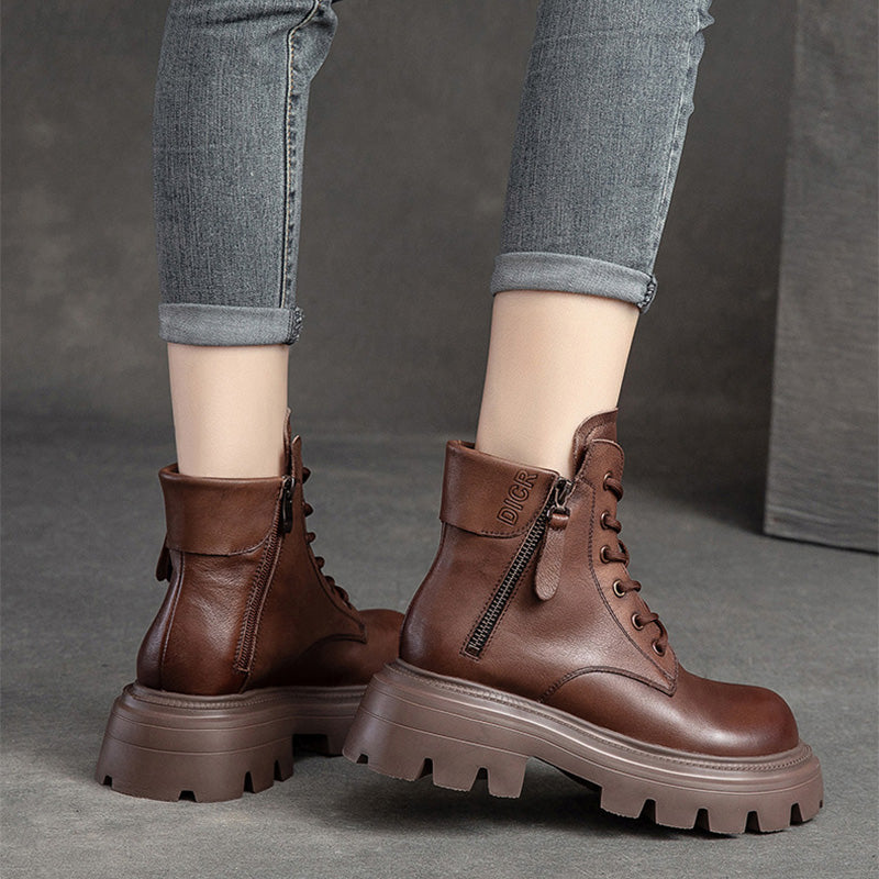 Women Casual Minimalist Soft Leather Boots-RAIIFY