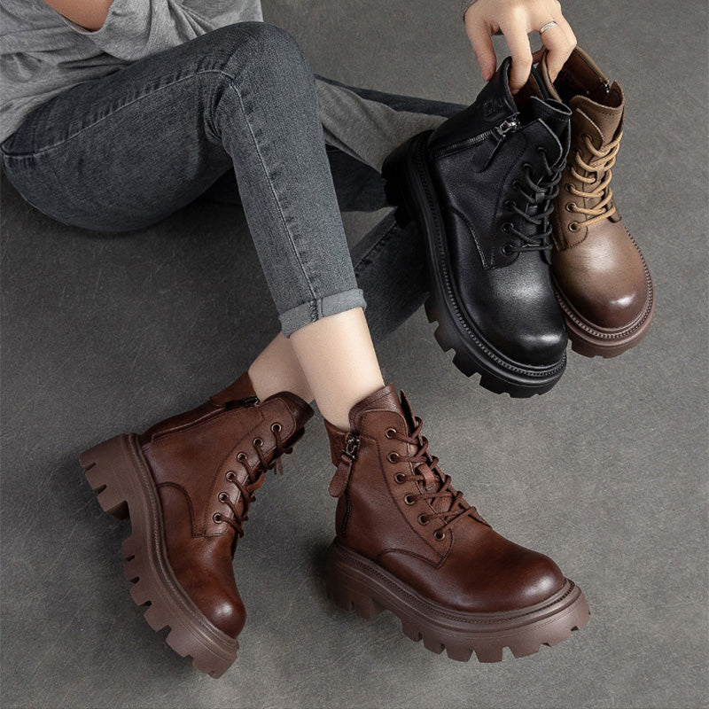 Women Casual Minimalist Soft Leather Boots-RAIIFY