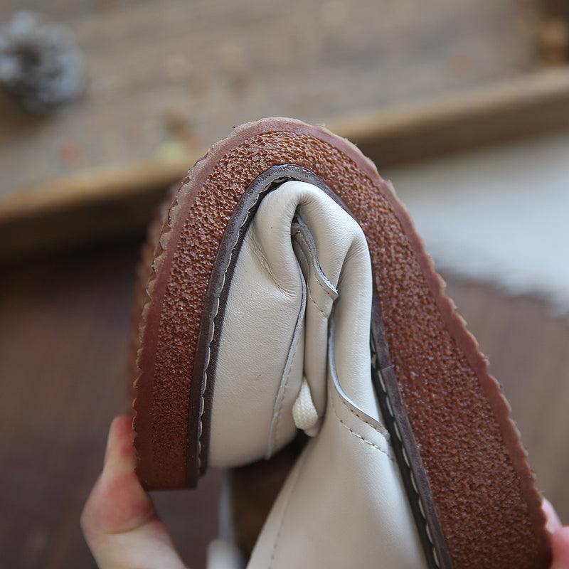 Women Retro Leather Lace-Up Casual Loafers-RAIIFY