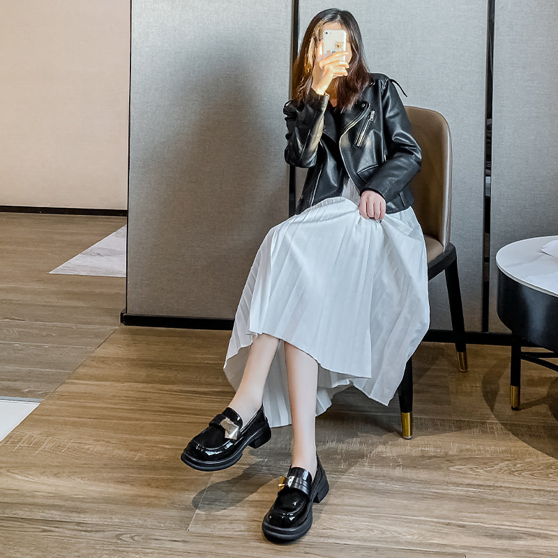 Women Casual Thick Sole Glossy Loafers-RAIIFY