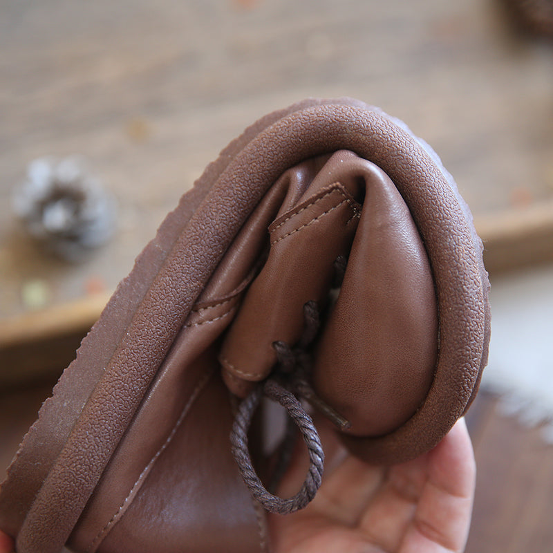 Women Retro Casual Leather Flat Loafers-RAIIFY