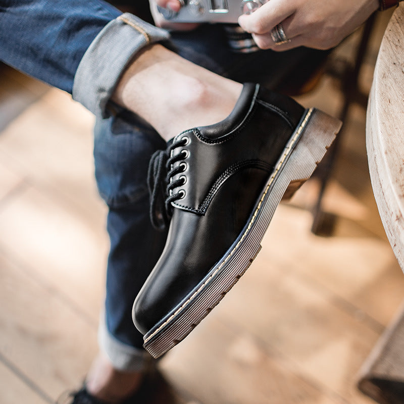 Men Minimalist Leather Flat Casual Work Shoes-RAIIFY