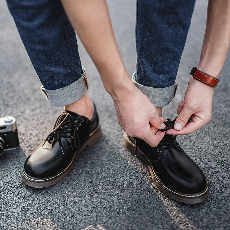 Men Minimalist Leather Flat Casual Work Shoes-RAIIFY