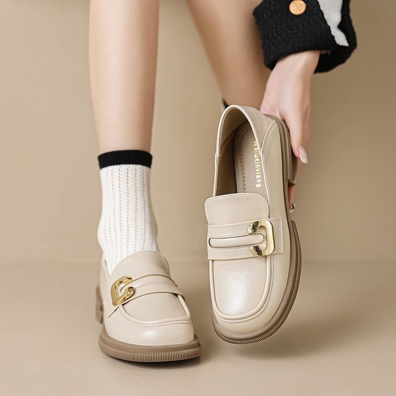 Women Retro Minimalist Soft Leather Casual Loafers-RAIIFY