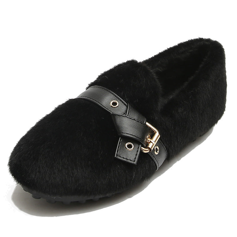 Women Casual Winter Fleece Buckle Shoes-RAIIFY