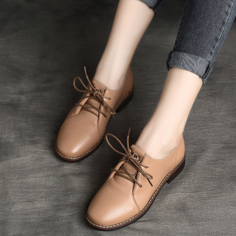 Women Retro Leather Soft Casual Shoes-RAIIFY
