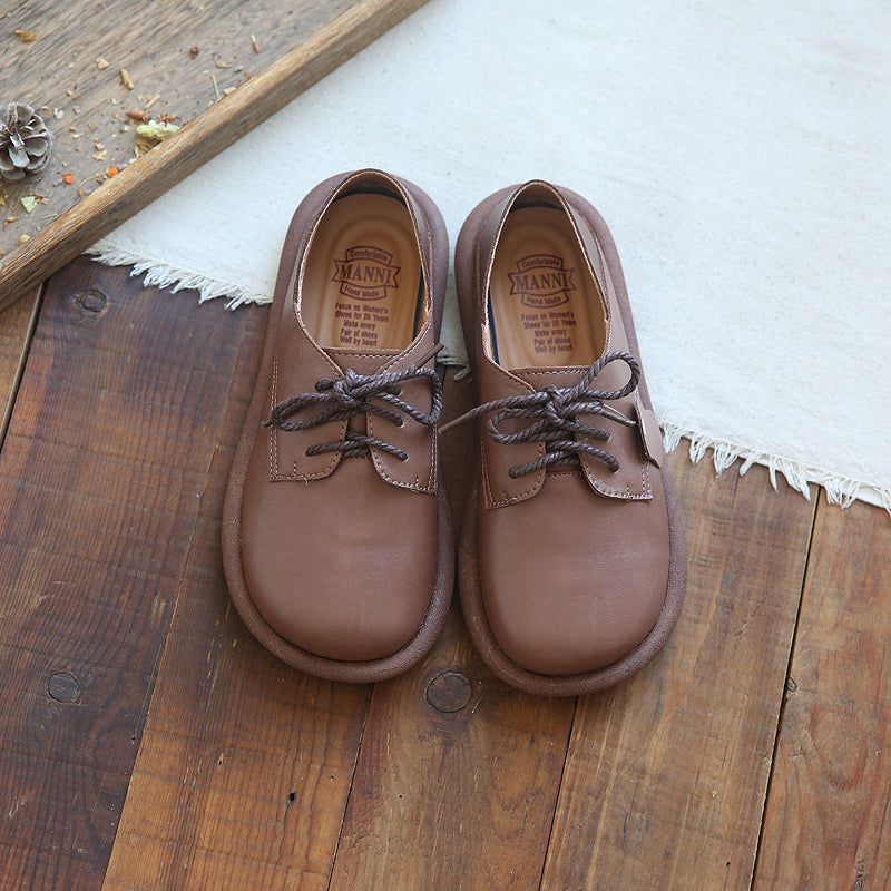 Women Retro Casual Leather Flat Loafers-RAIIFY