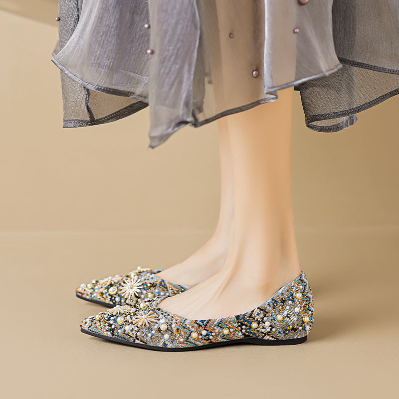 Women Fashion Crystal Casual Flats Shoes-RAIIFY