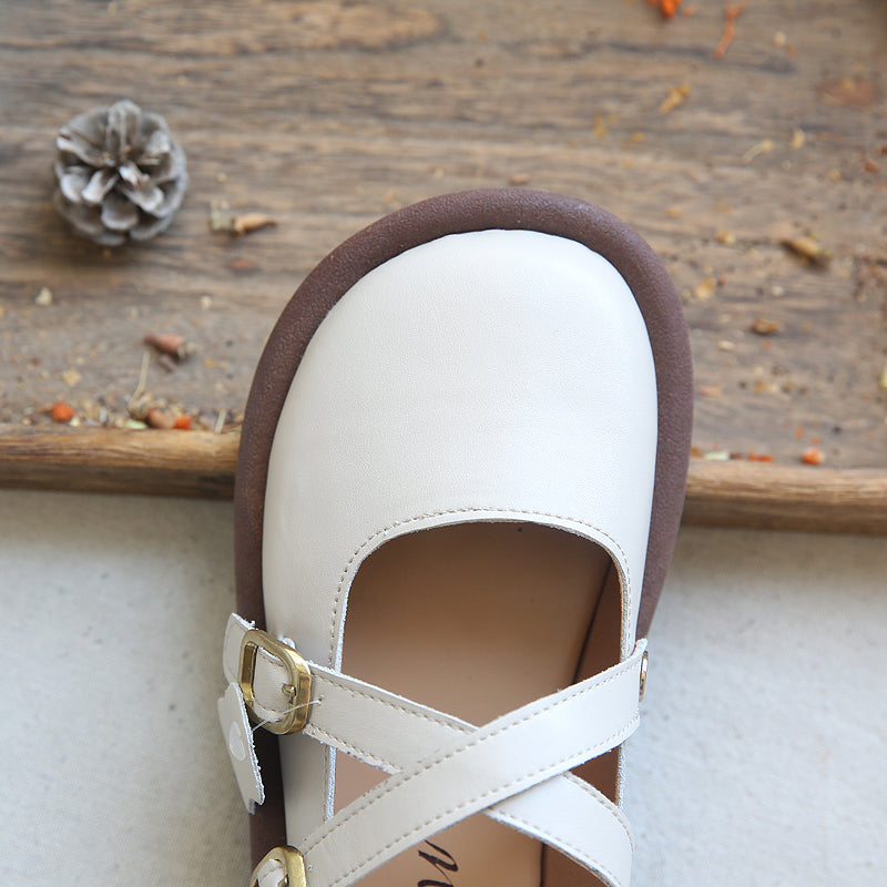 Women Retro Leather Casual Flat Slippers-RAIIFY