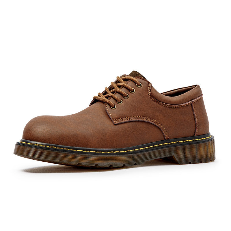 Men Solid Cowhide Retro Casual Shoes-RAIIFY