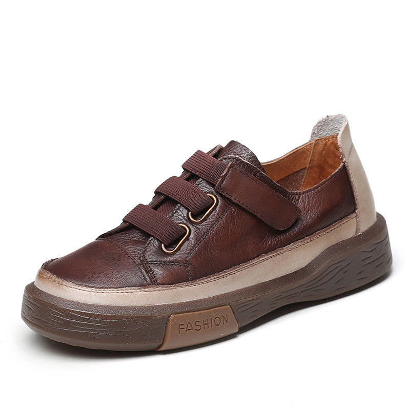 Women Retro Leather Velcro Tape Casual Shoes-RAIIFY