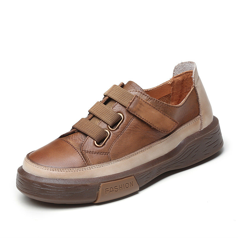 Women Retro Leather Velcro Tape Casual Shoes-RAIIFY