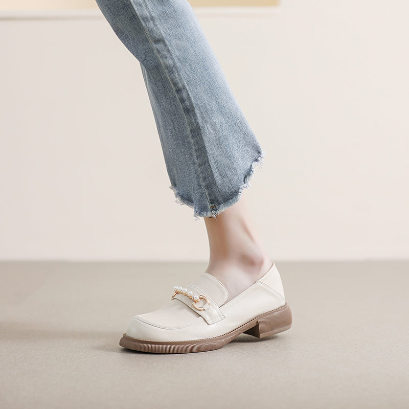 Women Summer Leather Casual Flat Loafers-RAIIFY