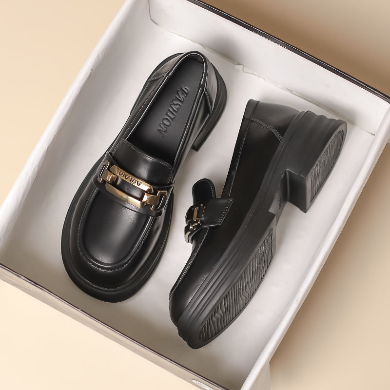 Women Retro Casual Minimalist Soft Thick Soled Loafers-RAIIFY