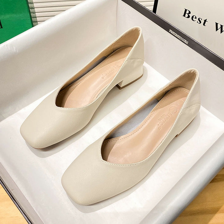 Women Fashion Solid Cowhide Pumps Dress Shoes-RAIIFY