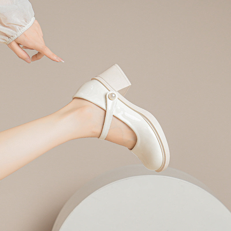 Women Stylish Glossy Leather Mary Jane Shoes-RAIIFY