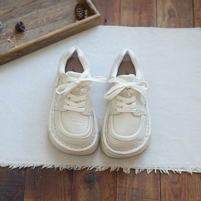 Women Retro Leather Thick Sole Casual Shoes-RAIIFY