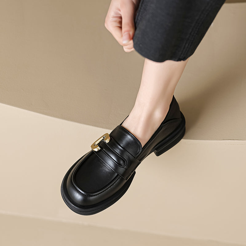 Women Retro Minimalist Soft Leather Casual Loafers-RAIIFY