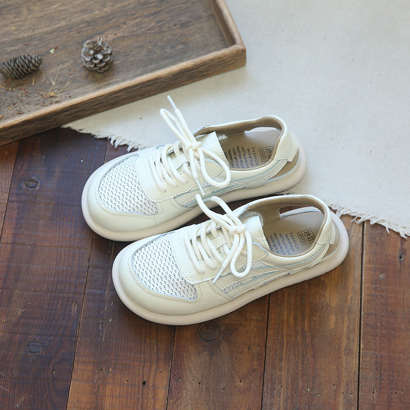 Women Hollow Mesh Leather Casual Sandals-RAIIFY