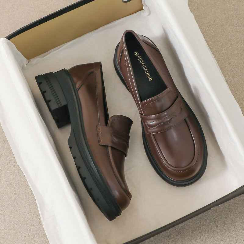 Women Retro Minimalist Soft Thick Soled Loafers-RAIIFY