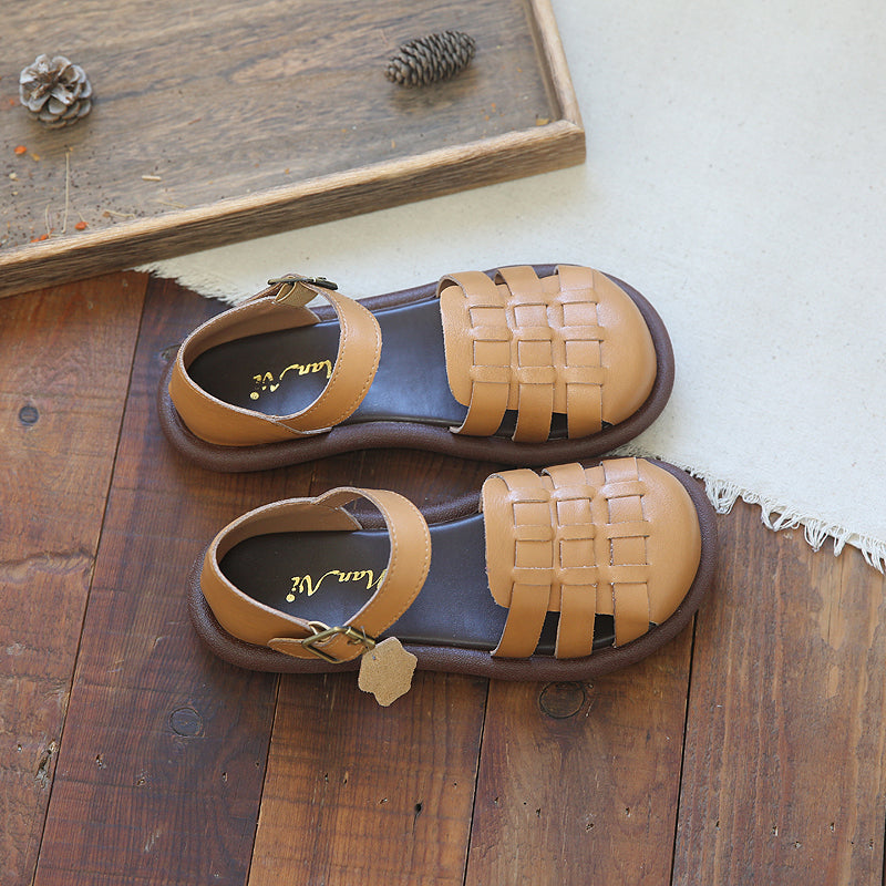 Women Retro Plaited Leather Flat Casual Summer Sandals-RAIIFY