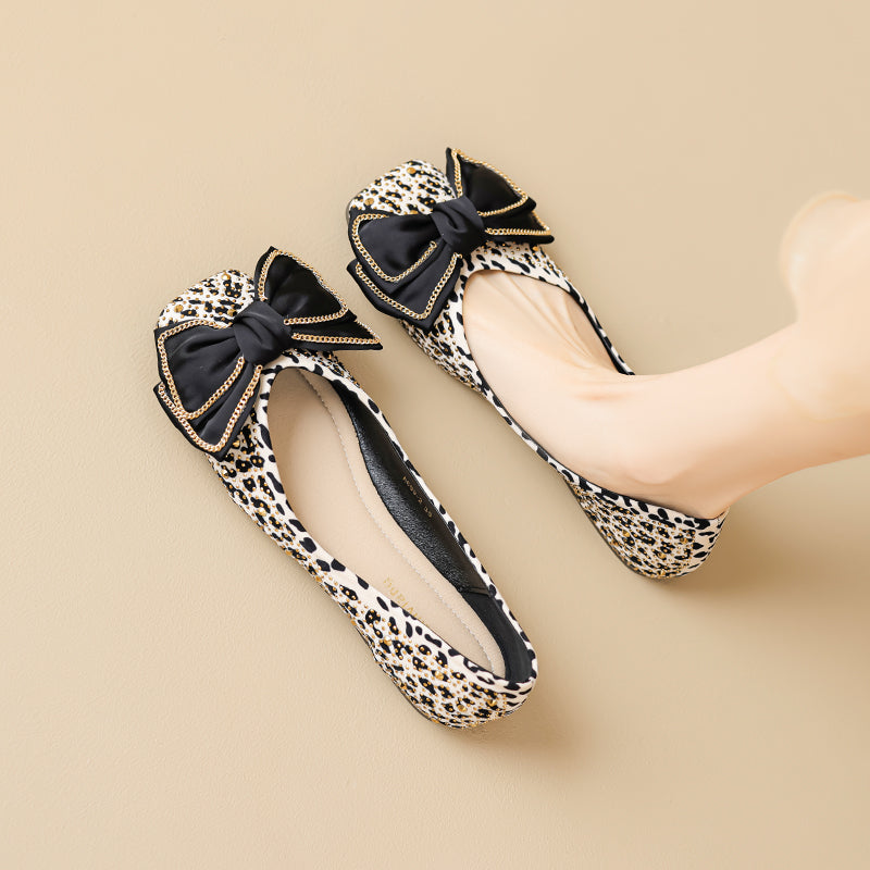 Women Fashion Bowknot Soft Leather Flats-RAIIFY
