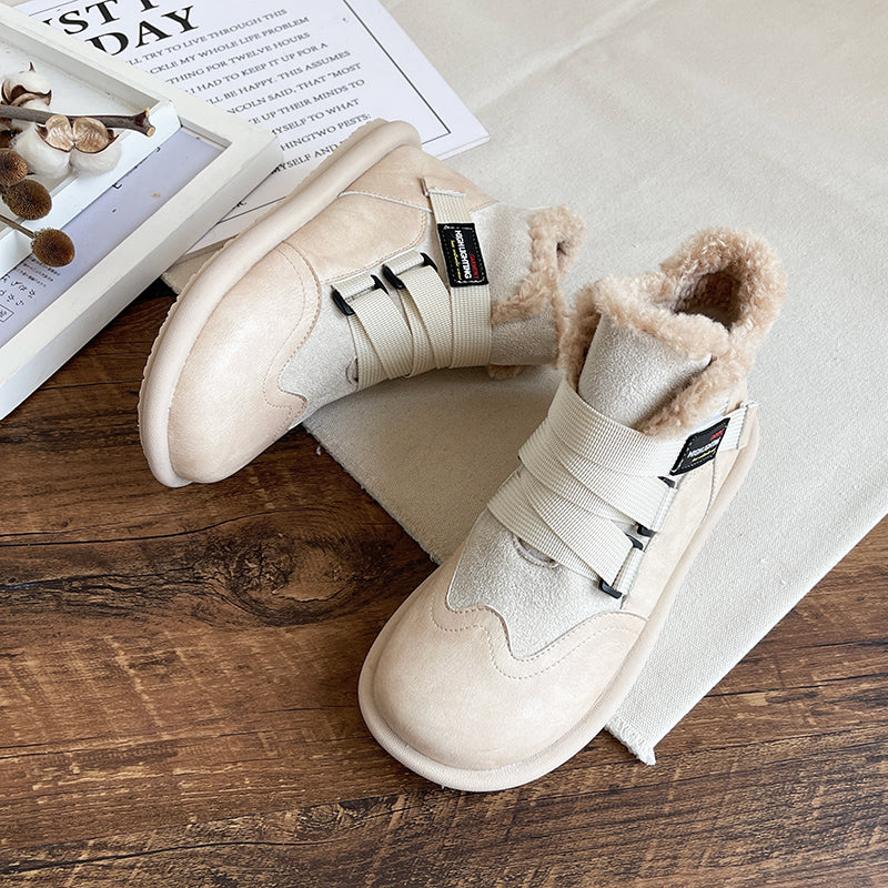 Women Retro Patchwork Flat Casual Boots-RAIIFY