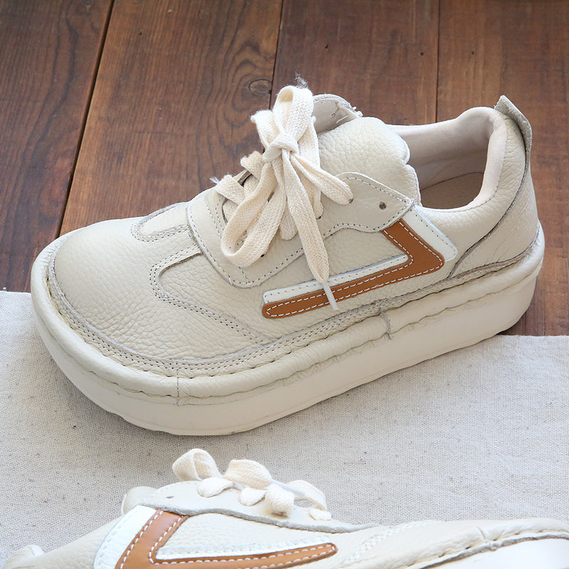 Women Casual Color Matching Patchwork Leather Shoes-RAIIFY