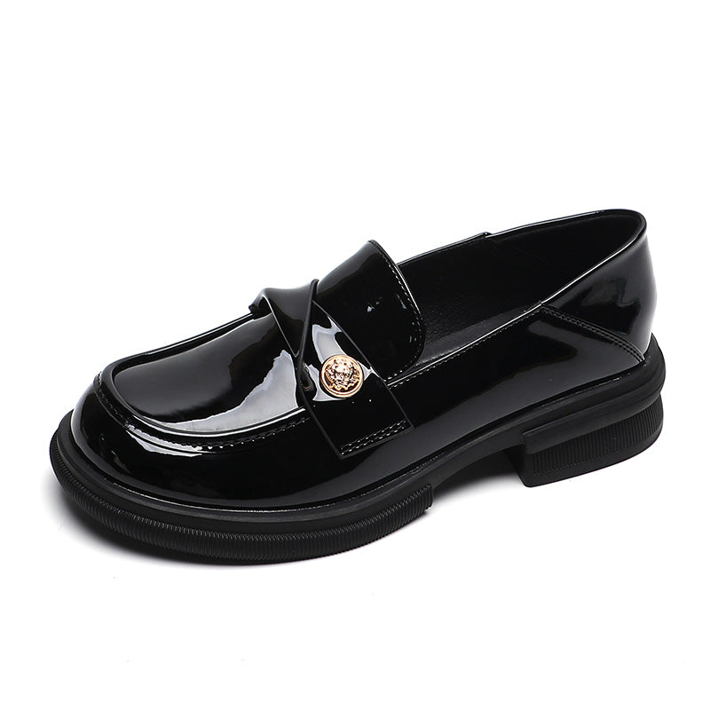 Women Retro Glossy Leather Casual Loafers-RAIIFY