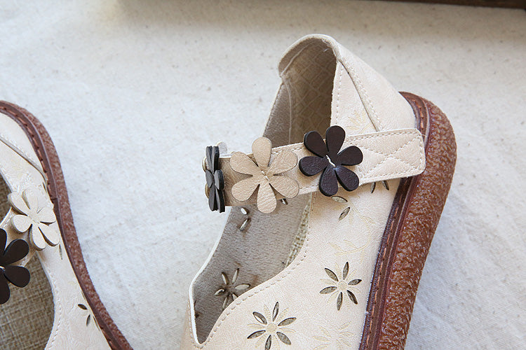 Women Retro Round Head Hollow Casual Sandals-RAIIFY