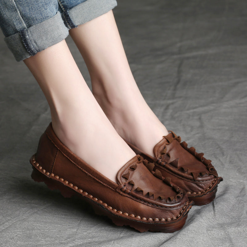 Women Cowhide Handmade Soft Casual Shoes-RAIIFY