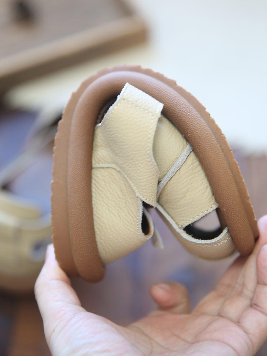 Women Retro Leather Minimalist Casual Flat Sandals-RAIIFY