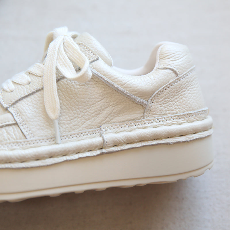 Women Retro Leather Thick Sole Casual Shoes-RAIIFY