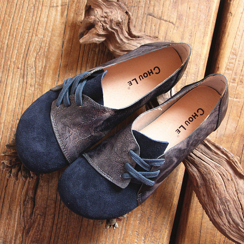 Women Retro Leather Handmade Casual Loafers-RAIIFY