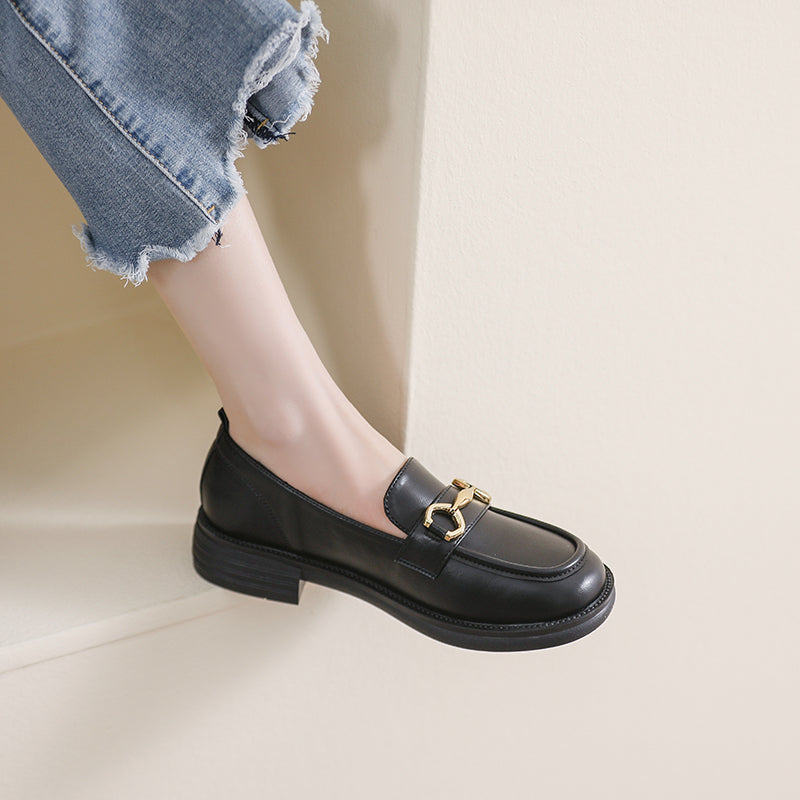 Women Retro Casual Lug Sole Loafers-RAIIFY