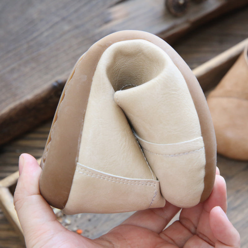 Women Retro Solid Casual Flats Shoes-RAIIFY