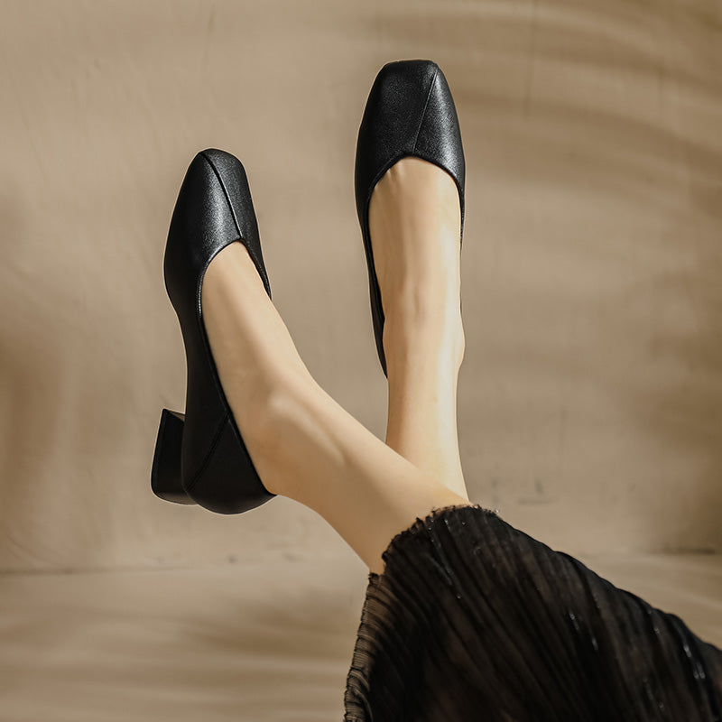 Women Summer Cowhide Leather Pumps Shoes-RAIIFY